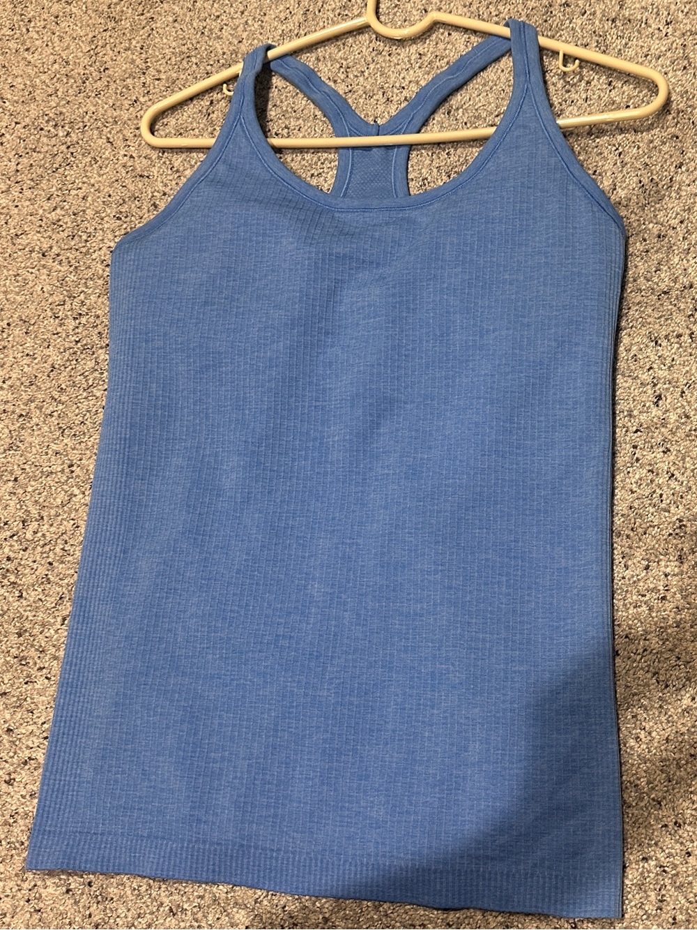 Lululemon Ebb to Street Tank Blue Linen Size 10 Ribbed Built-In Bra